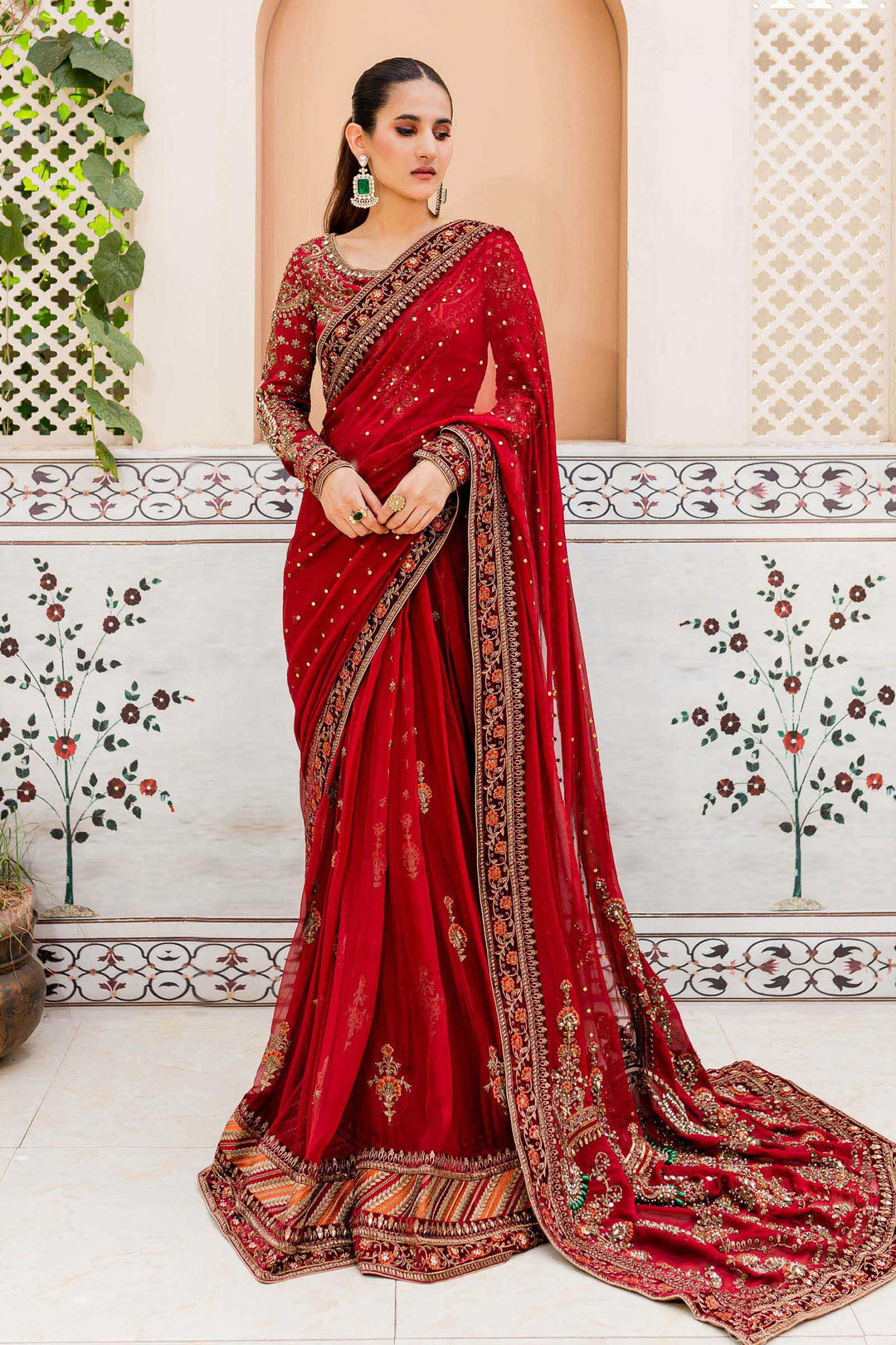 Maria B | Bridal Couture | Deep Red MC-910 by Designer Maria B - House of Maryam - Pakistani Designer Ethnic Wear in {{ shop.shopifyCountryName }}