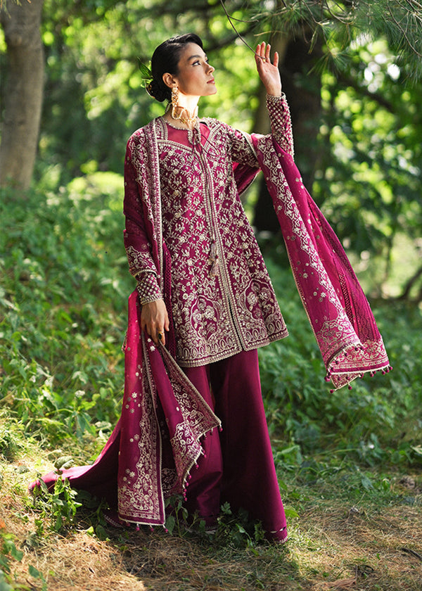 Suffuse Ahlam berry plum raw silk peplum and sharara, photo 2