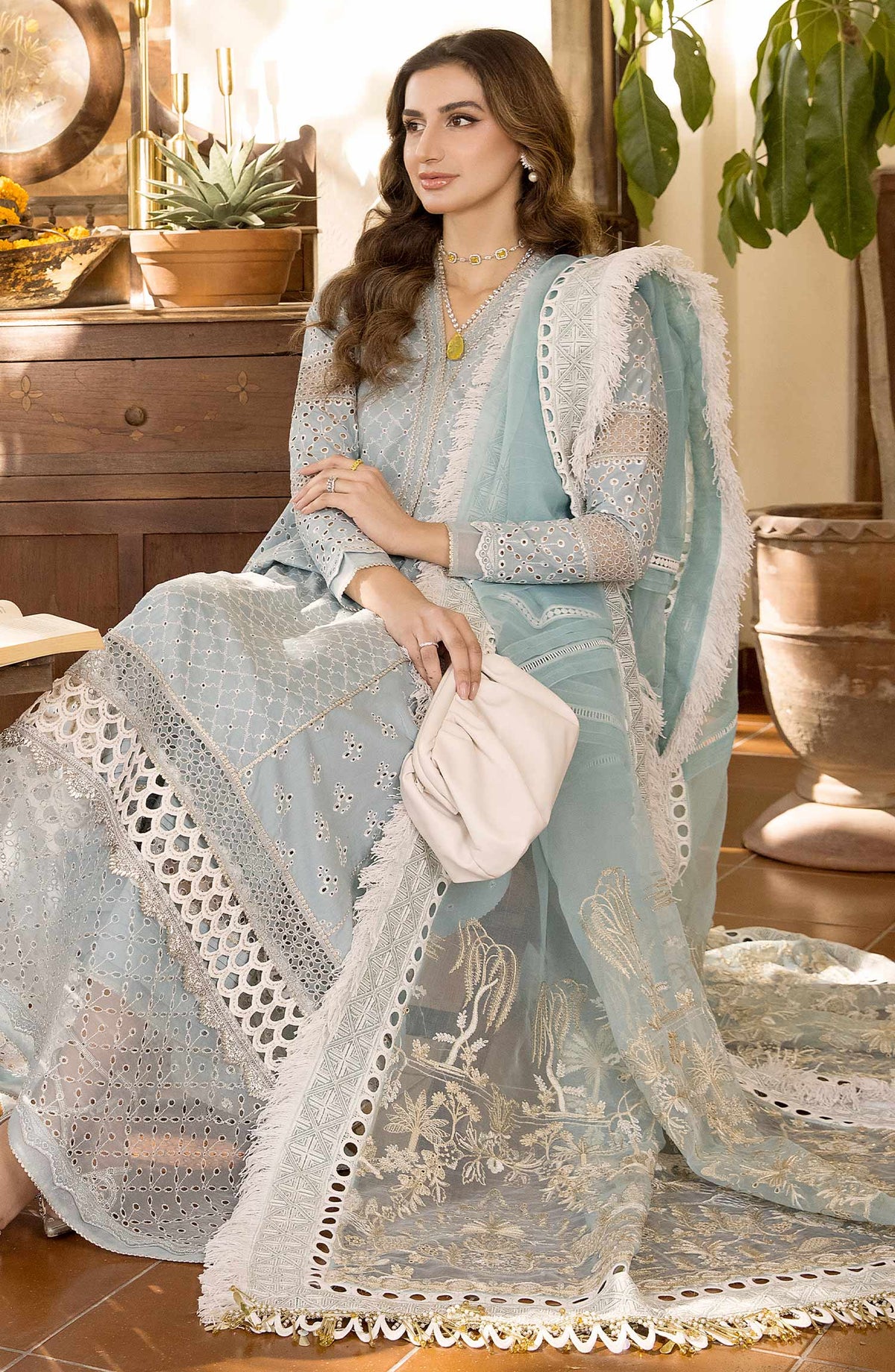 Maryum N Maria | Luxury Collection | MLRD-073 Iced Aqua -  Maryam N Maria Ladies Clothes - Original Designer Dress - House of Maryam