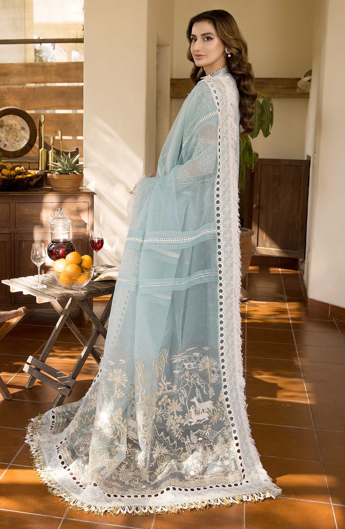 Maryum N Maria | Luxury Collection | MLRD-073 Iced Aqua -  Maryam N Maria Ladies Clothes - Original Designer Dress - House of Maryam