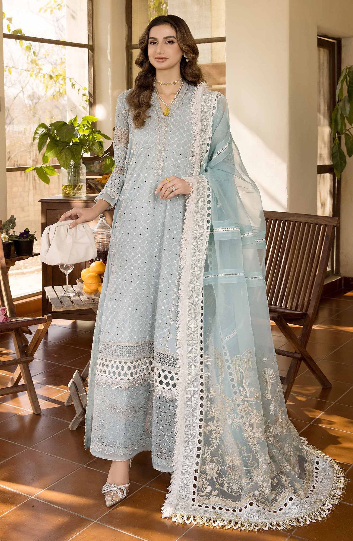 Maryum N Maria | Luxury Collection | MLRD-073 Iced Aqua -  Maryam N Maria Ladies Clothes - Original Designer Dress - House of Maryam