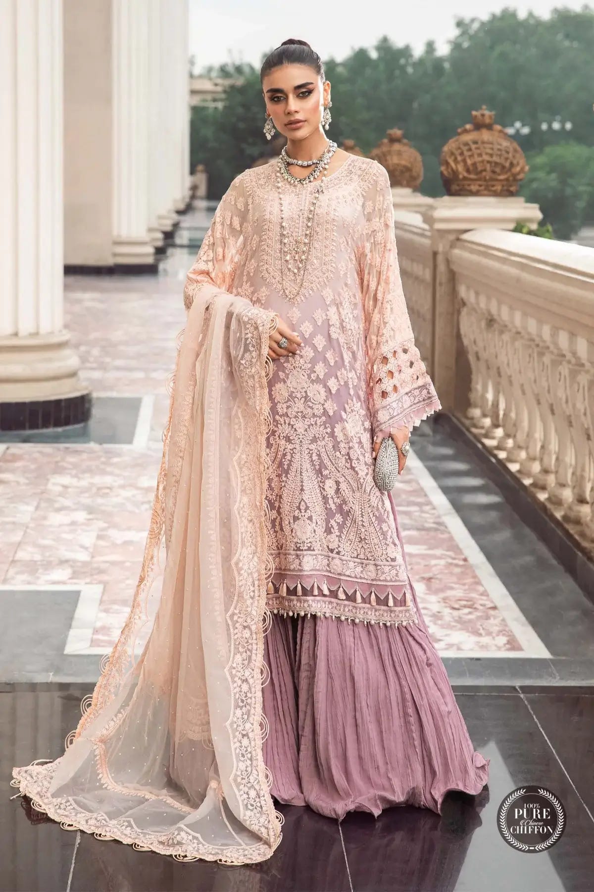Maria B | Luxury Chiffon Collection | Lilac -  Maria B Formal - Original Designer Dress - House of Maryam