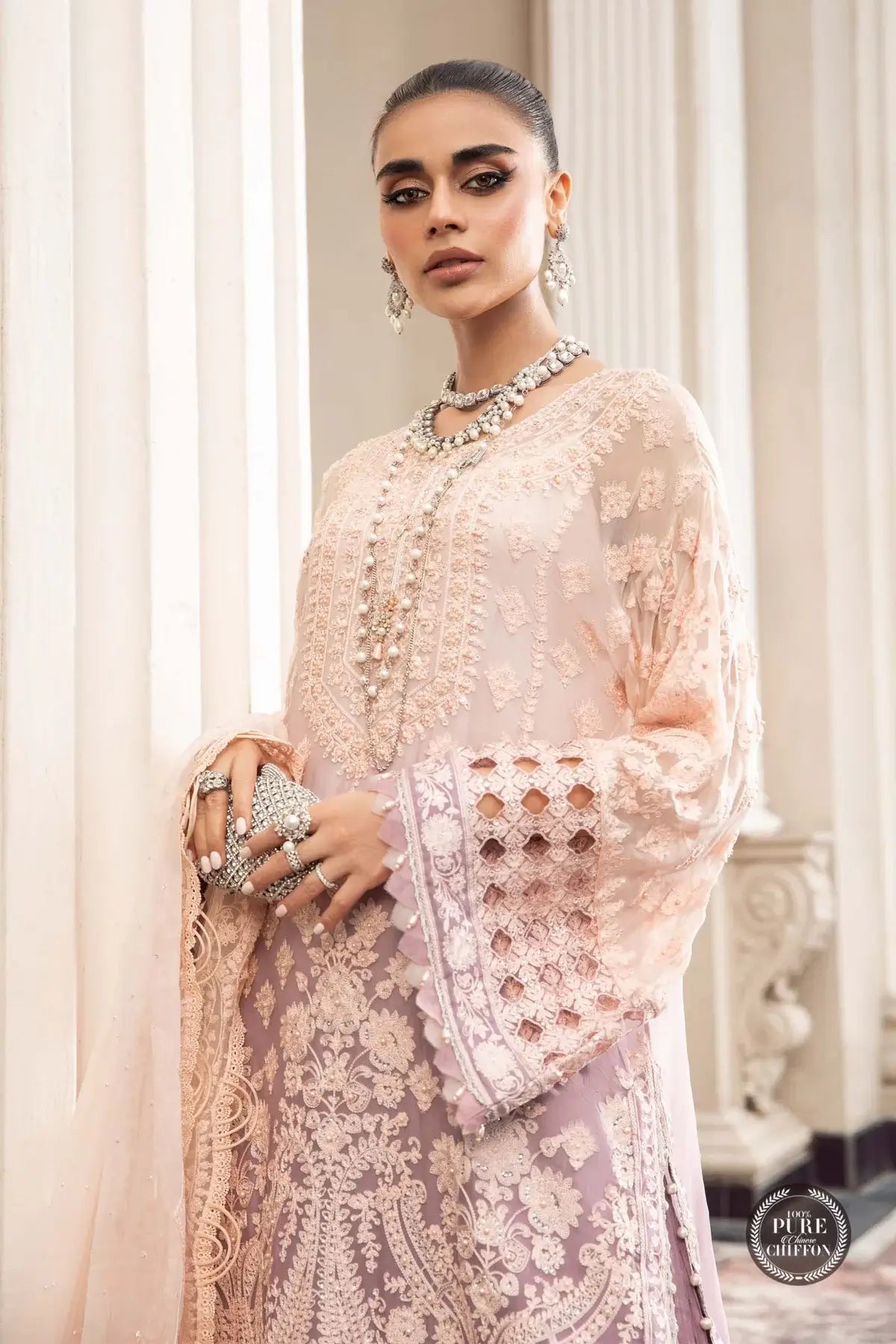 Maria B | Luxury Chiffon Collection | Lilac by Designer Maria B - House of Maryam - Pakistani Designer Ethnic Wear in {{ shop.shopifyCountryName }}