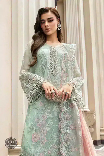 Maria B | Luxury Chiffon Collection | Mint Green -  Maria B Formal - Original Designer Dress - House of Maryam