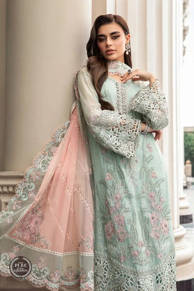 Maria B | Luxury Chiffon Collection | Mint Green -  Maria B Formal - Original Designer Dress - House of Maryam