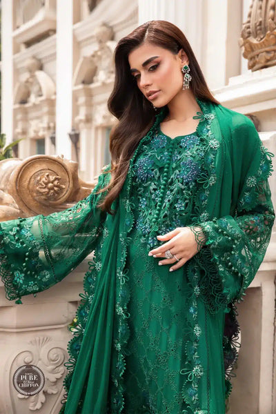 Maria B | Luxury Chiffon Collection | Emerald Green -  Maria B Formal - Original Designer Dress - House of Maryam