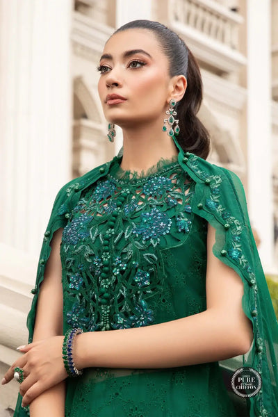Maria B | Luxury Chiffon Collection | Emerald Green -  Maria B Formal - Original Designer Dress - House of Maryam