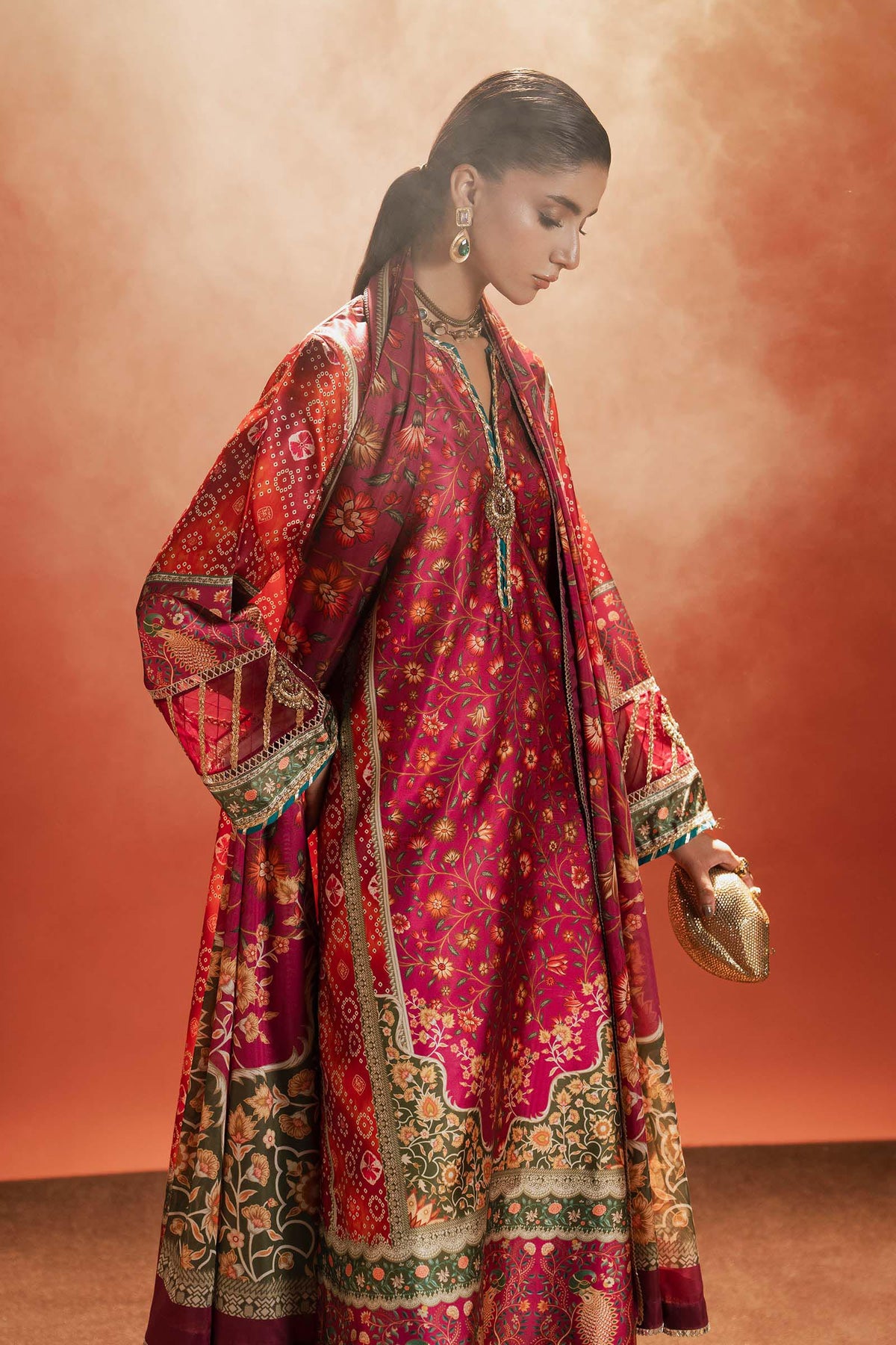 Maria B | Silk Prints '26 | MPS-EF26-01R1-Pink-and-Orange-5