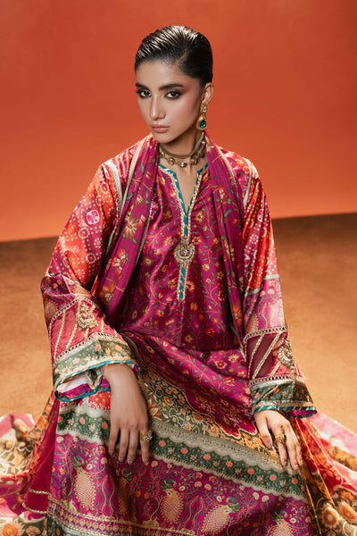 Maria B | Silk Prints '26 | MPS-EF26-01R1-Pink-and-Orange