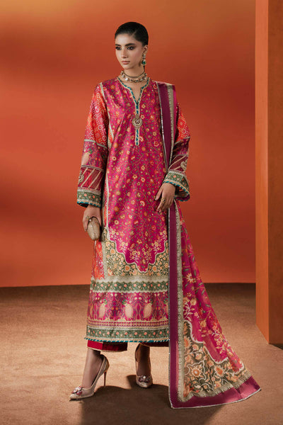Maria B | Silk Prints '26 | MPS-EF26-01R1-Pink-and-Orange