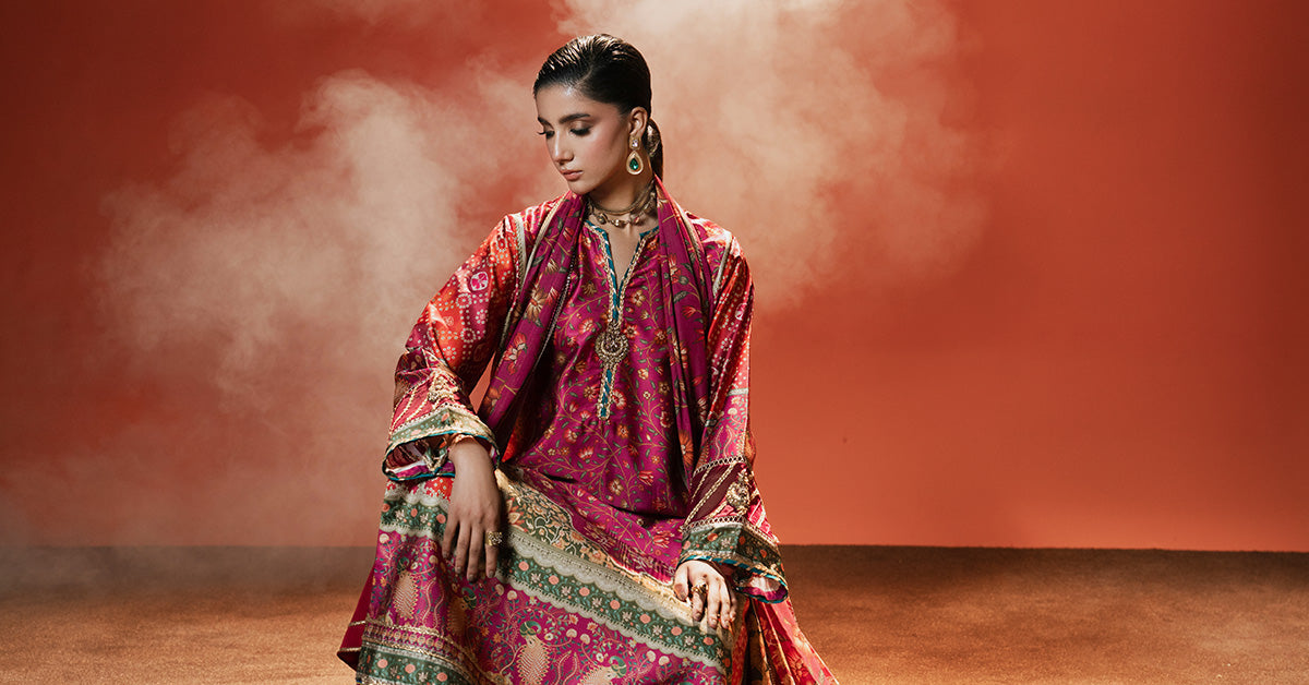 Maria B | Silk Prints '26 | MPS-EF26-01R1-Pink-and-Orange-8