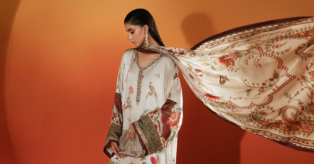 Maria B | Silk Prints '26 | MPS-EF26-03R1-Beige-and-maroon-8