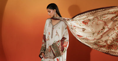 Maria B | Silk Prints '26 | MPS-EF26-03R1-Beige-and-maroon