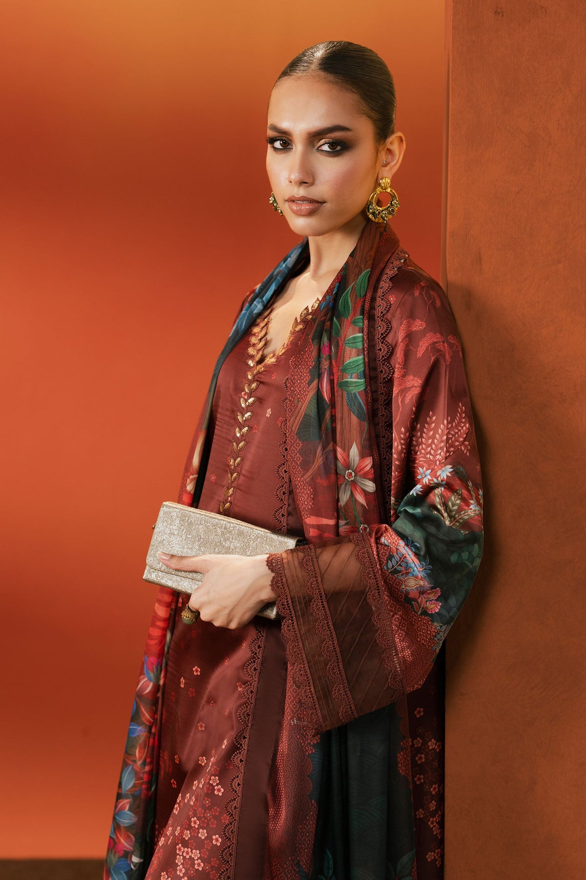 Maria B | Silk Prints '26 | MPS-EF26-08R1-Maroon-3