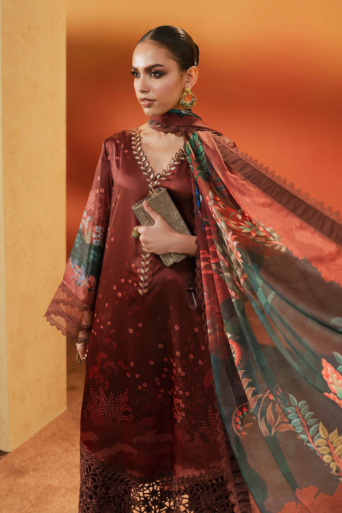 Maria B | Silk Prints '26 | MPS-EF26-08R1-Maroon-5