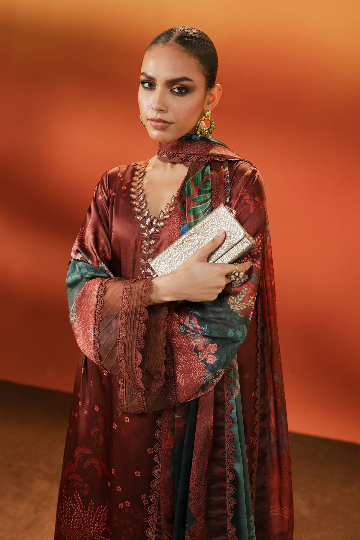 Maria B | Silk Prints '26 | MPS-EF26-08R1-Maroon-6