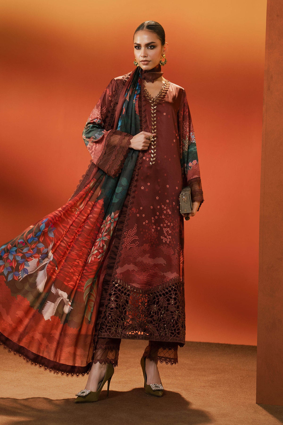 Maria B | Silk Prints '26 | MPS-EF26-08R1-Maroon