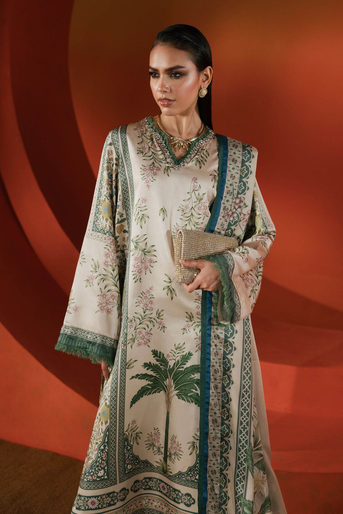 Maria B | Silk Prints '26 | MPS-EF26-10R1-Beige-and-Green-3