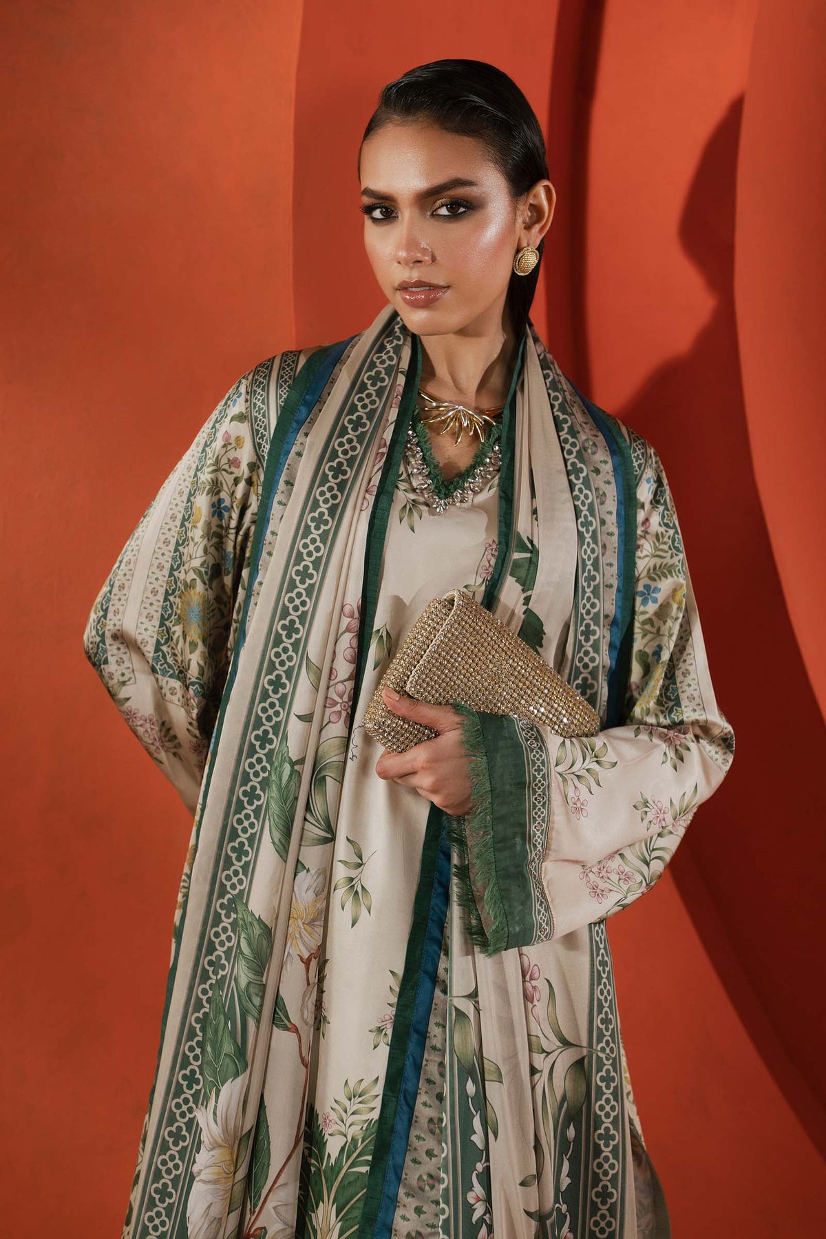Maria B | Silk Prints '26 | MPS-EF26-10R1-Beige-and-Green-2