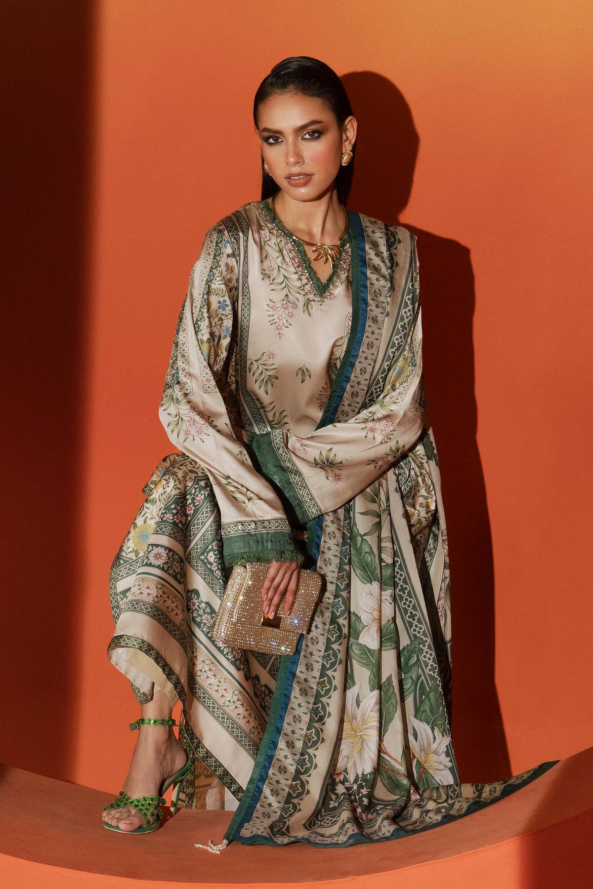 Maria B | Silk Prints '26 | MPS-EF26-10R1-Beige-and-Green-4