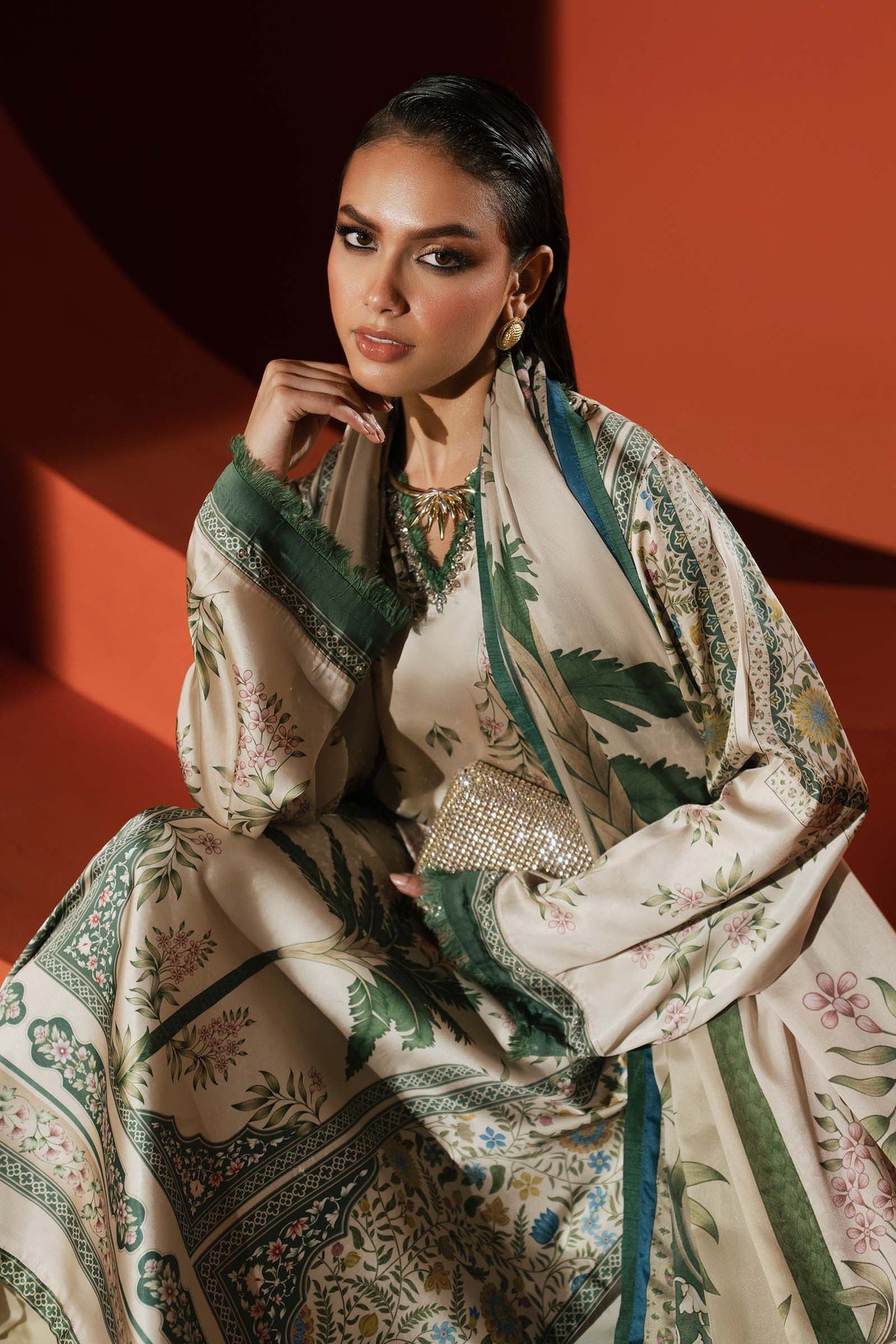 Maria B | Silk Prints '26 | MPS-EF26-10R1-Beige-and-Green-6