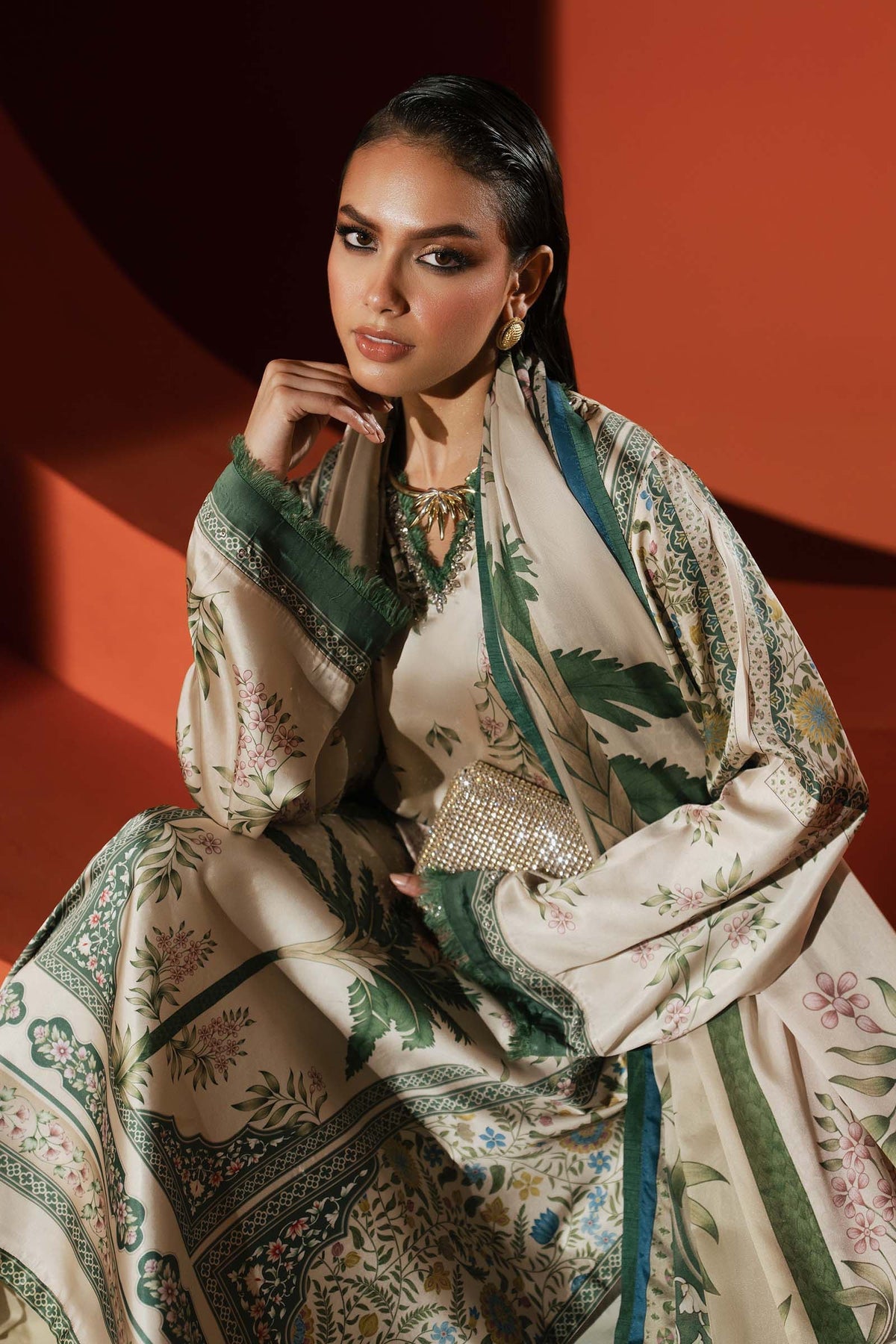 Maria B | Luxury Pret Pre Fall | MPS-EF26-10R1-Beige and Green, image 4