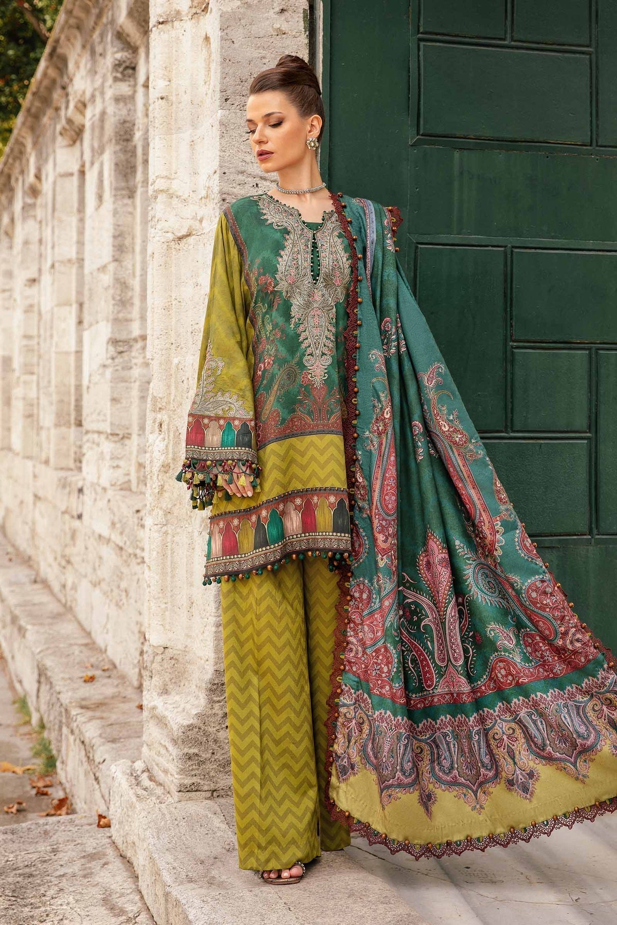 Maria B | M Prints Fall Edit 24 | MPT-2305-A -  Maria B Luxury - Original Designer Dress - House of Maryam