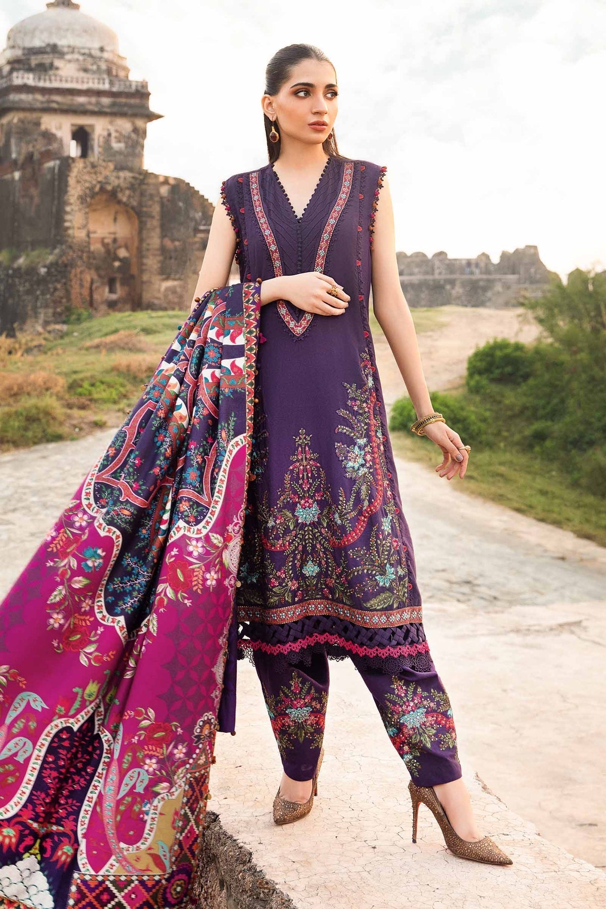 Maria B | M Prints Winter 24 | MPT-2402-A -  Maria B Ladies Clothes - Original Designer Dress - House of Maryam