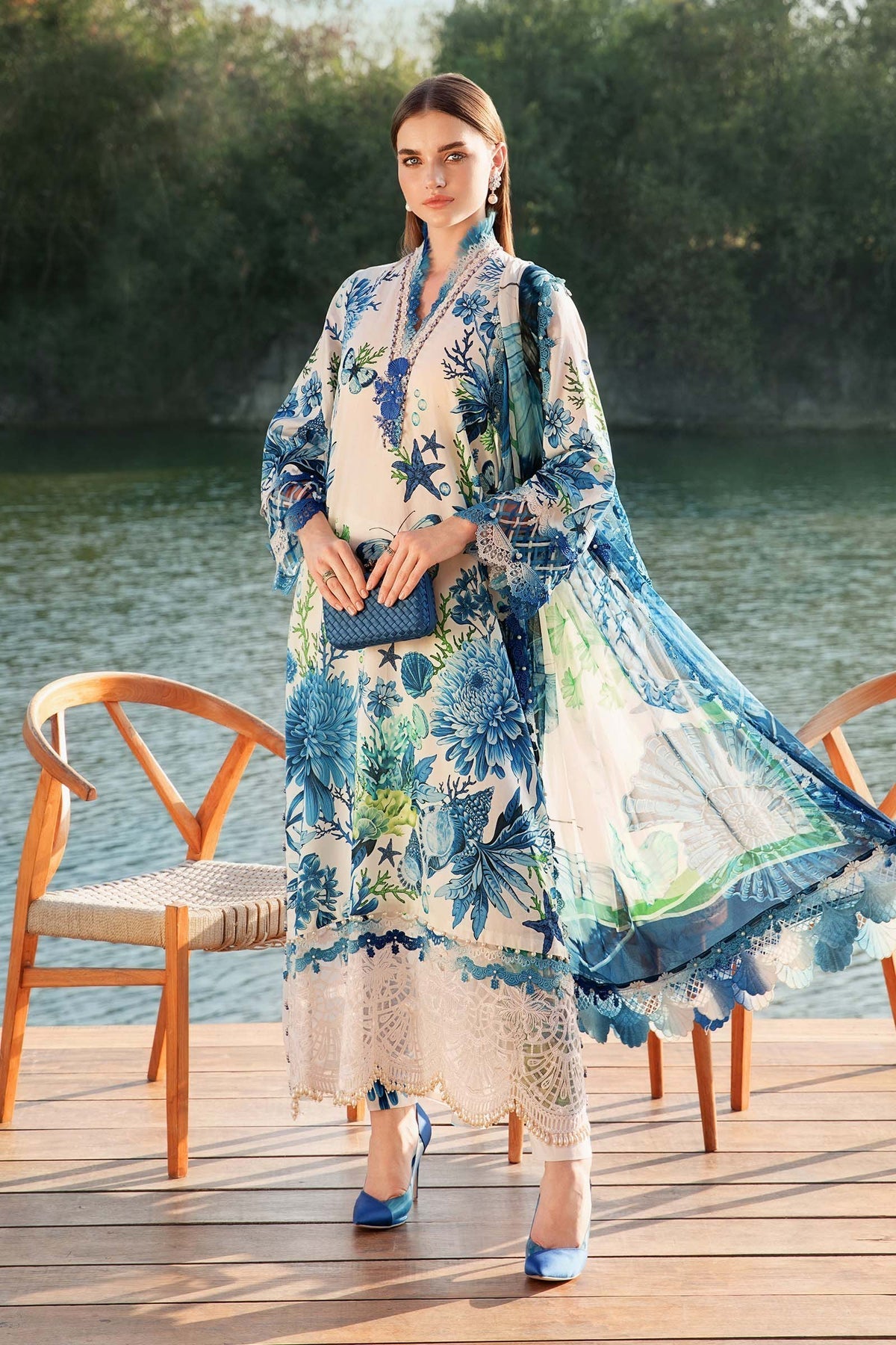 Maria B | M Prints 25 | MPT-2510-B -  Maria B Ladies Clothes - Original Designer Dress - House of Maryam