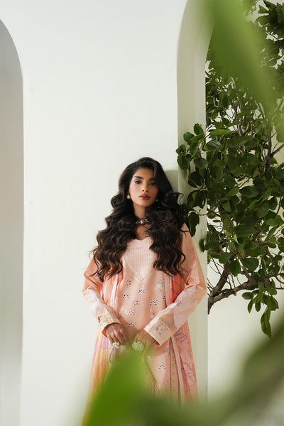 Maryum N Maria | Soiree Lawn | Peachy Delight -  Maryam N Maria Ladies Clothes - Original Designer Dress - House of Maryam