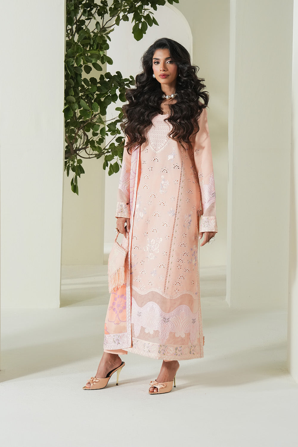 Maryum N Maria | Soiree Lawn | Peachy Delight -  Maryam N Maria Ladies Clothes - Original Designer Dress - House of Maryam