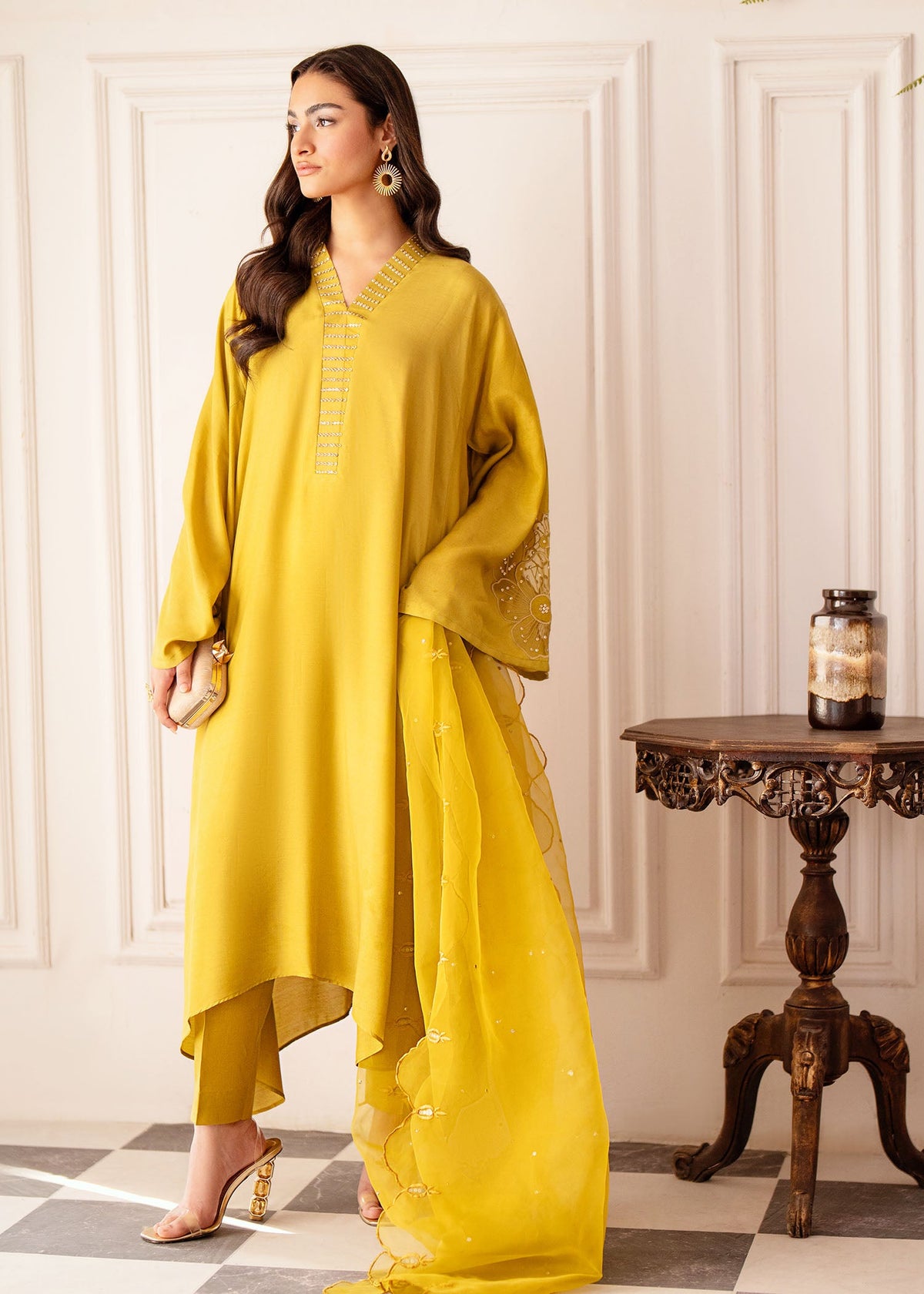 Nuiryaa| Mahee Festive '25 | Mustard Frills -  Nuriyaa  - Original Designer Dress - House of Maryam