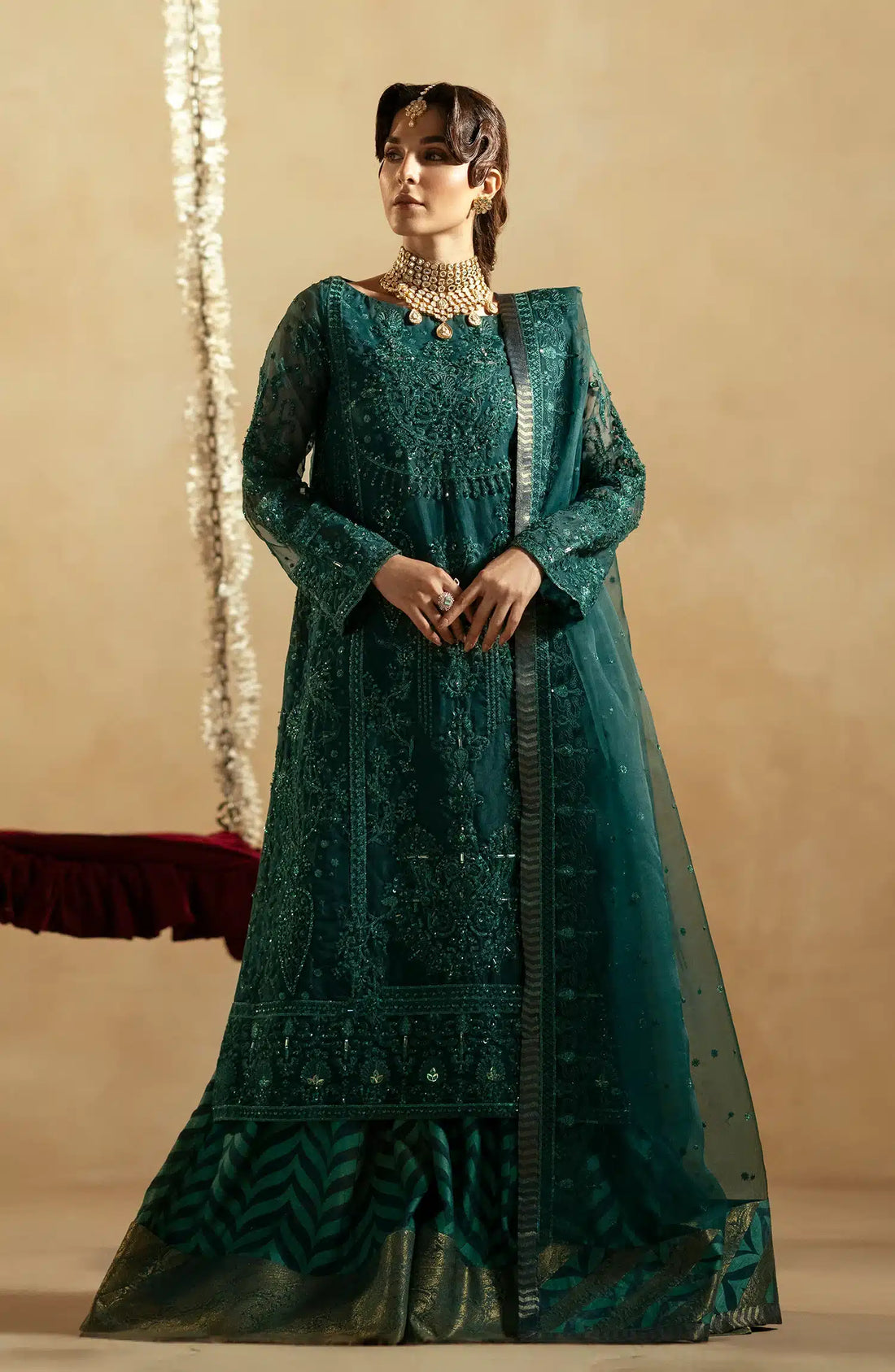 Maryum N Maria | Zamani Beghum Formals 23 | Emerald-(MW23-516) by Designer Maryum N Maria - House of Maryam - Pakistani Designer Ethnic Wear in {{ shop.shopifyCountryName }}