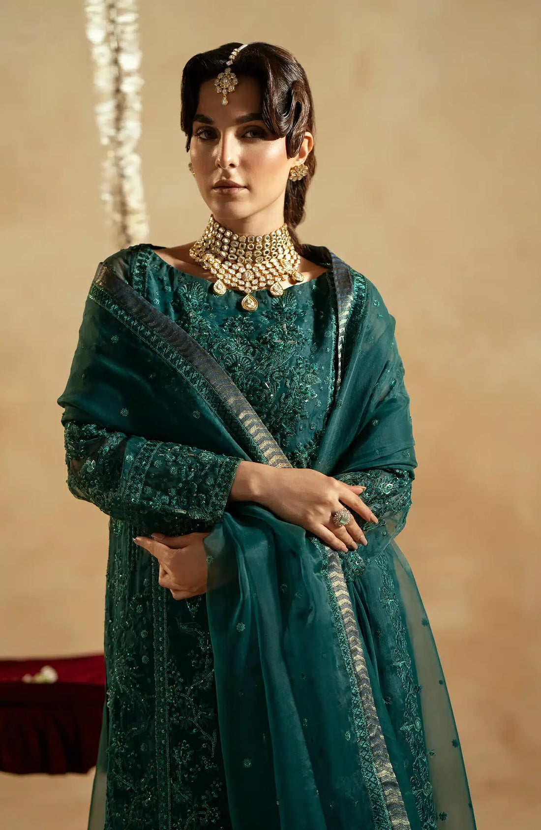 Maryum N Maria | Zamani Beghum Formals 23 | Emerald-(MW23-516) by Designer Maryum N Maria - House of Maryam - Pakistani Designer Ethnic Wear in {{ shop.shopifyCountryName }}