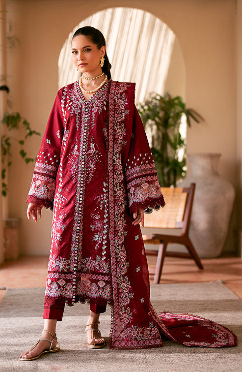 Emaan Adeel | Navaeh Luxury Pret | CERISE -  Emaan Adeel Luxury - Original Designer Dress - House of Maryam