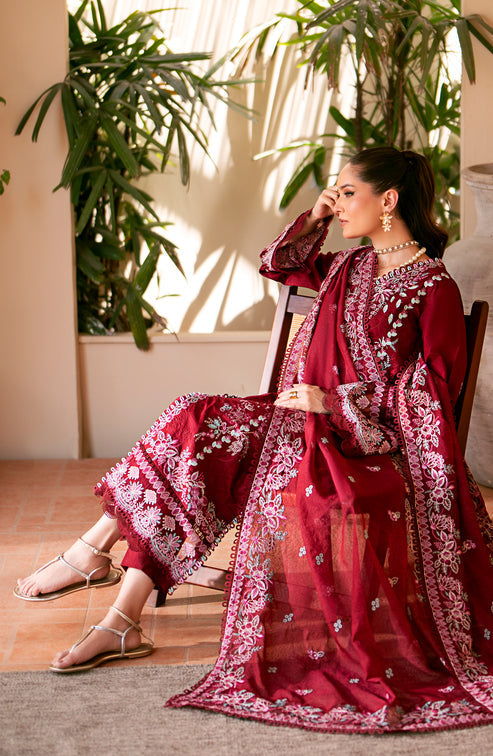 Emaan Adeel | Navaeh Luxury Pret | CERISE -  Emaan Adeel Luxury - Original Designer Dress - House of Maryam