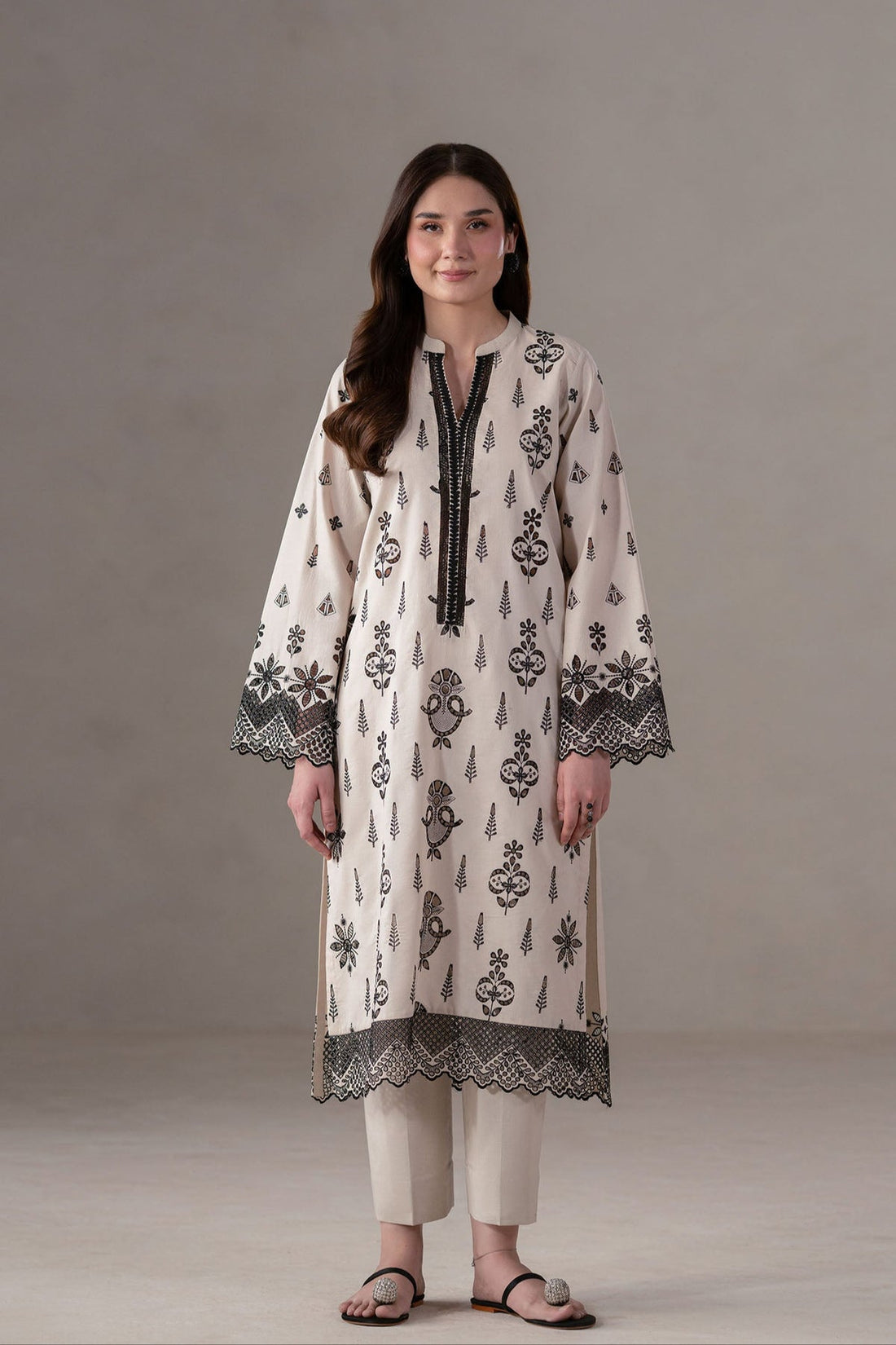 Akbar Aslam | Pret Lawn | Slate -  Hoorain Designer Wear  - Original Designer Dress - House of Maryam