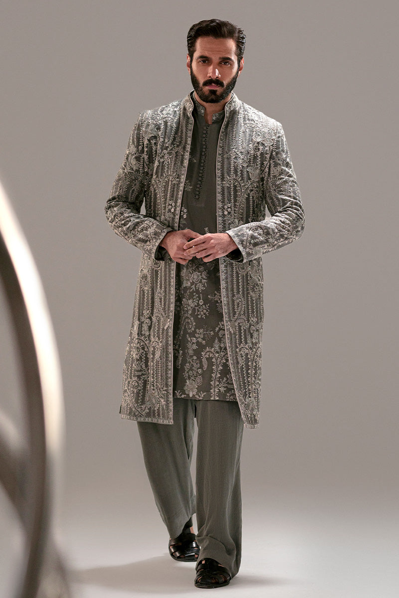 Republic By Omar Farooq | Sherwani Couture | 'Qasim' Open Sherwani -  Republic by Omar Farooq SHERWANI COUTURE - Original Designer Dress - House of Maryam