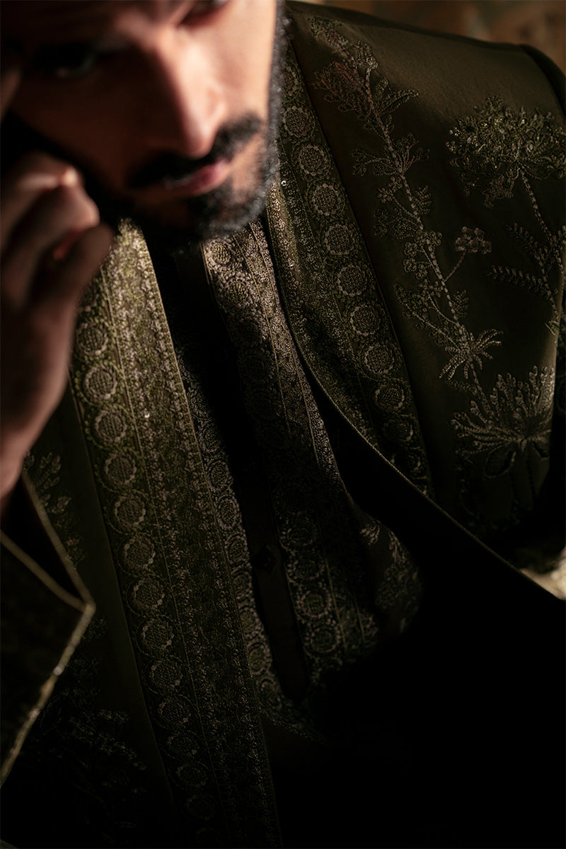 Republic By Omar Farooq | Bandhgala Suit | 'Tufail' Pathan Coat -  Republic by Omar Farooq Bandhgala Suit - Original Designer Dress - House of Maryam