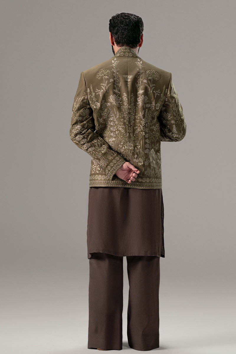 Republic By Omar Farooq | Bandhgala Suit | 'Tufail' Pathan Coat -  Republic by Omar Farooq Bandhgala Suit - Original Designer Dress - House of Maryam