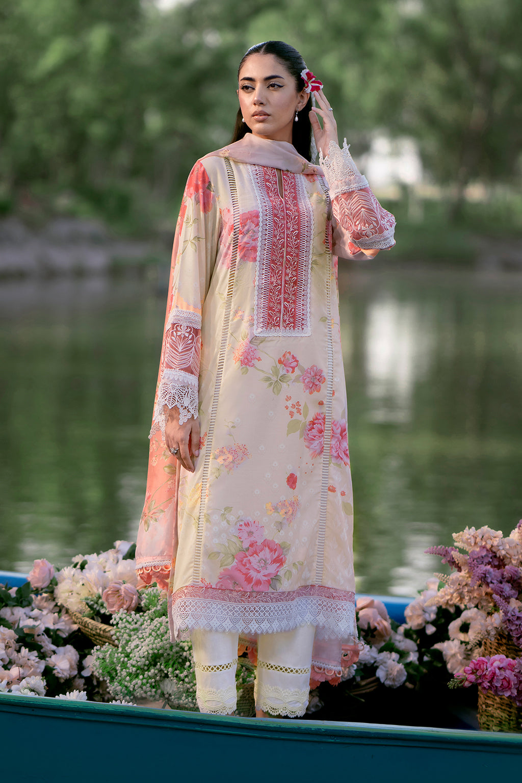 Sardinia | Cocktail Luxury Lawn | CORAL -  Sardinia Luxury - Original Designer Dress - House of Maryam