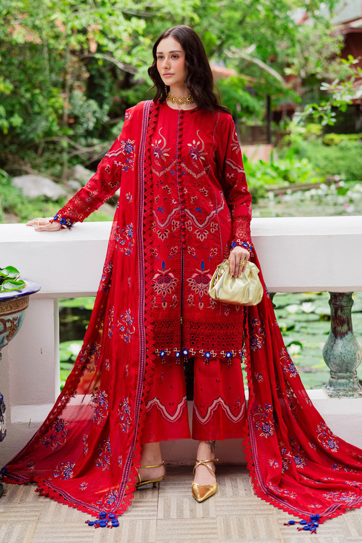 Marjjan | Bella Karandi 25 | MWK-40 A (RED) -  Maryam Hussain Ladies Clothes - Original Designer Dress - House of Maryam