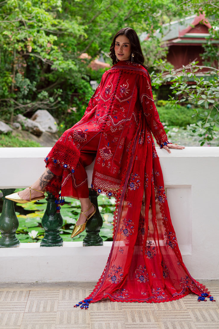 Marjjan | Bella Karandi 25 | MWK-40 A (RED) -  Maryam Hussain Ladies Clothes - Original Designer Dress - House of Maryam
