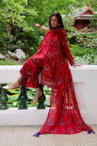 Marjjan | Bella Karandi 25 | MWK-40 A (RED) -  Maryam Hussain Ladies Clothes - Original Designer Dress - House of Maryam