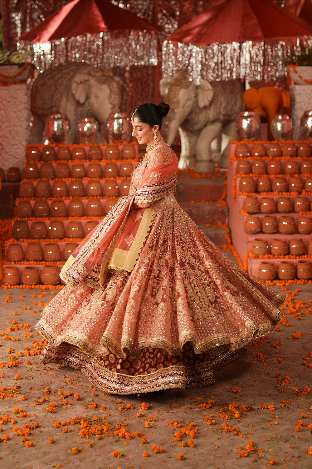Maryum N Maria | Husn Wedding Formals | KUNDAN CORAL - MWS5638-4