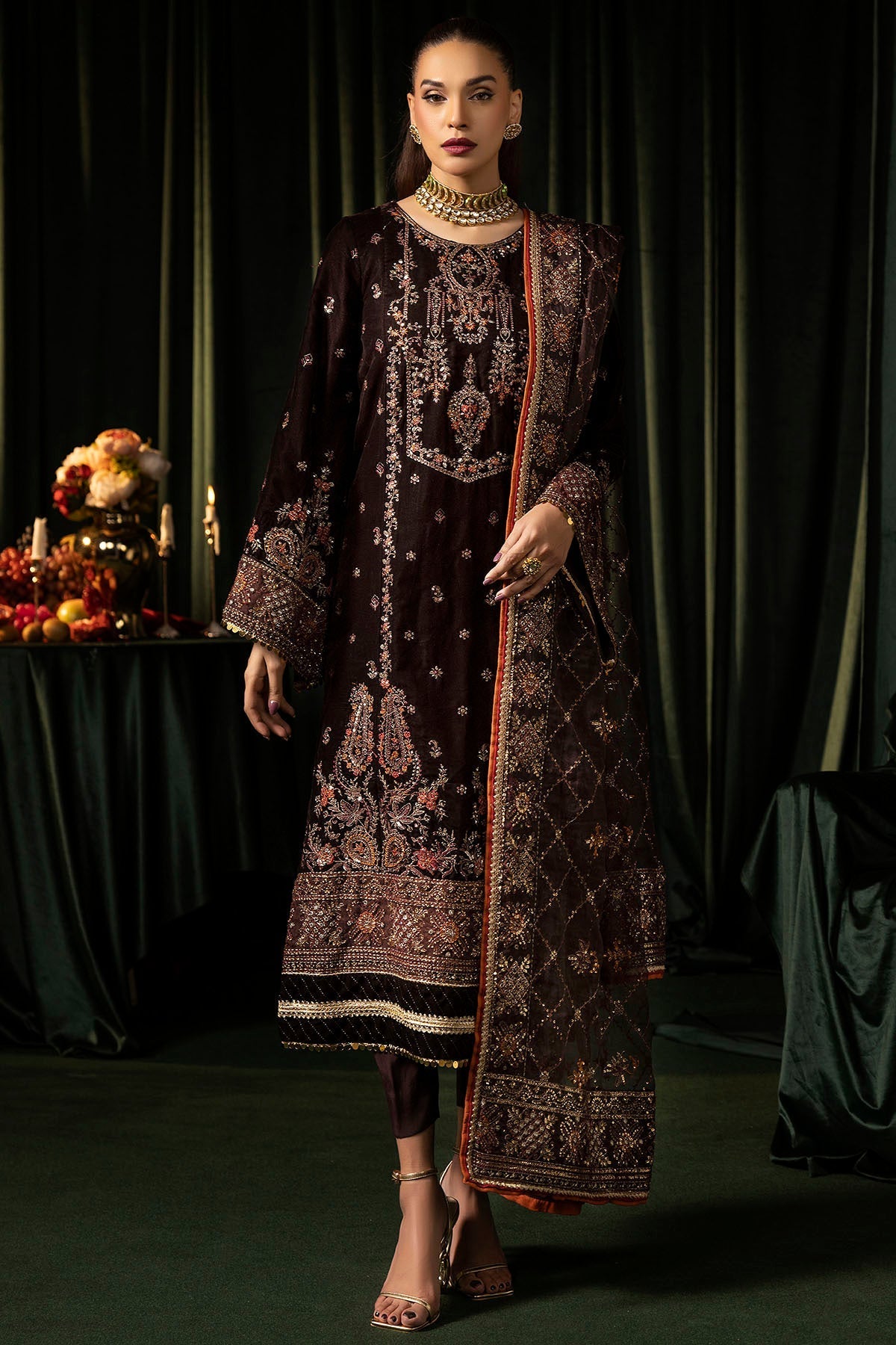 Motifz | Velvet Formals | 5091-AAHANA -  Motifz Ladies Clothes - Original Designer Dress - House of Maryam