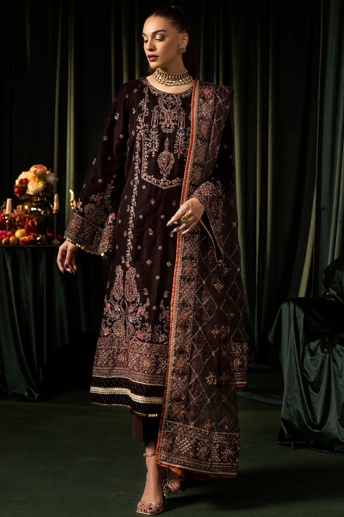 Motifz | Velvet Formals | 5091-AAHANA -  Motifz Ladies Clothes - Original Designer Dress - House of Maryam