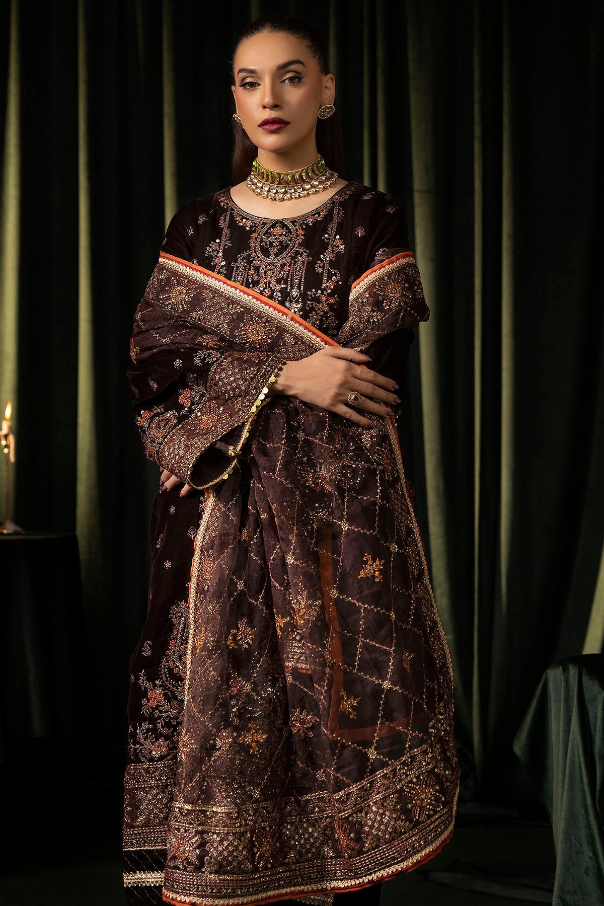 Motifz | Velvet Formals | 5091-AAHANA -  Motifz Ladies Clothes - Original Designer Dress - House of Maryam
