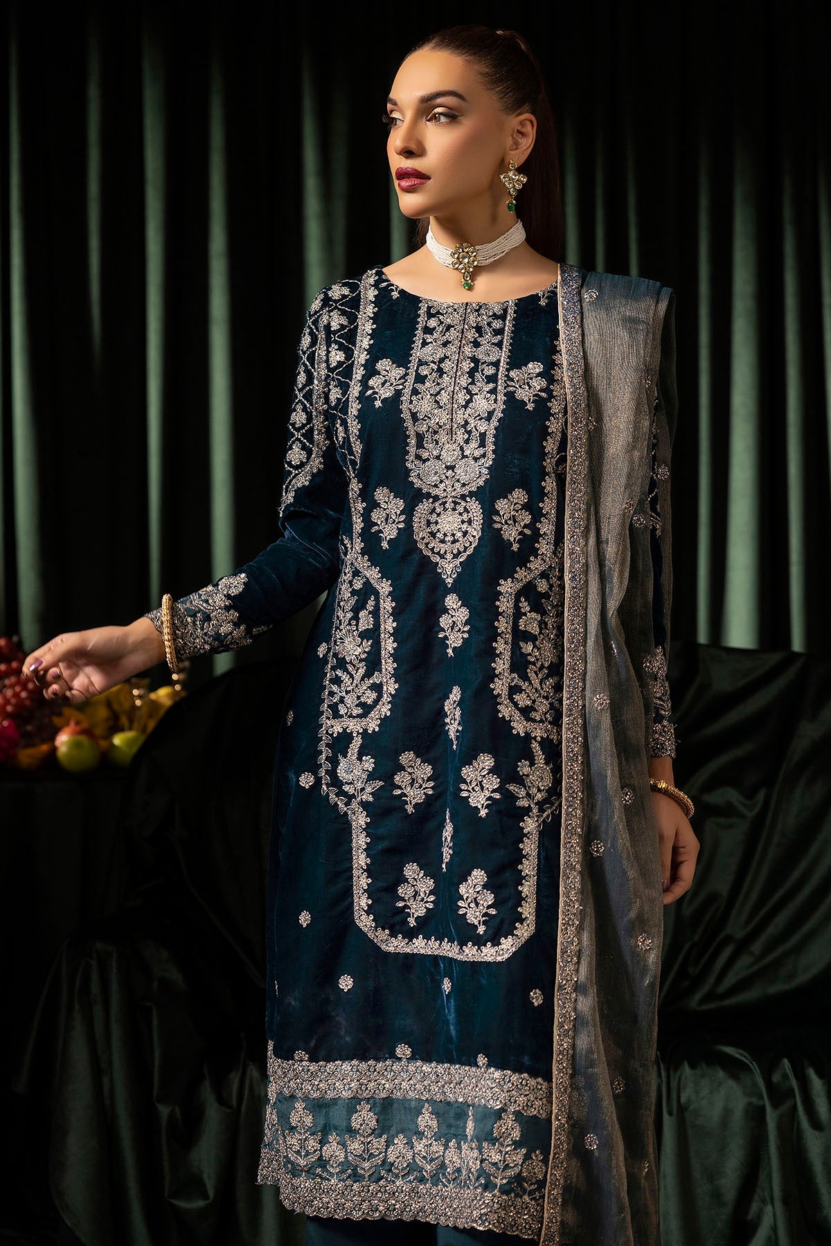 Motifz | Velvet Formals | 5093-DANEEN -  Motifz Ladies Clothes - Original Designer Dress - House of Maryam
