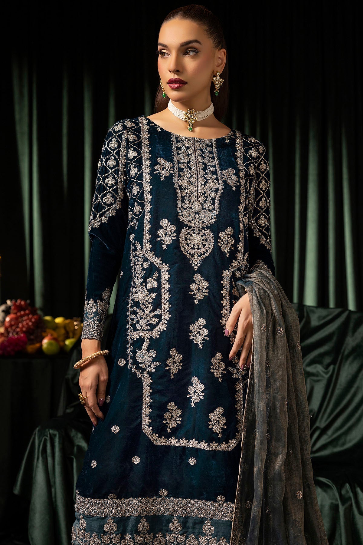 Motifz | Velvet Formals | 5093-DANEEN -  Motifz Ladies Clothes - Original Designer Dress - House of Maryam